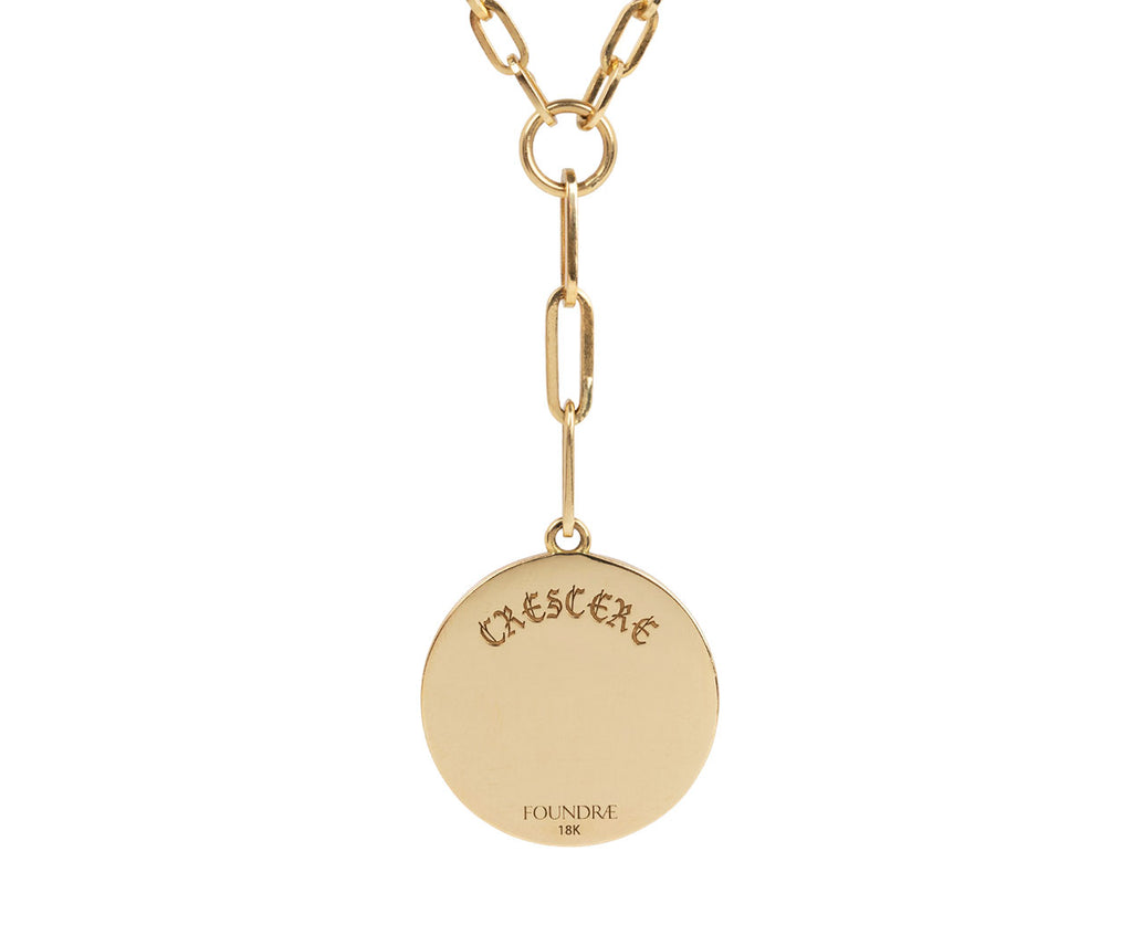 Foundrae Large Crescent Refined Clip and Classic Fob Chain Necklace Back