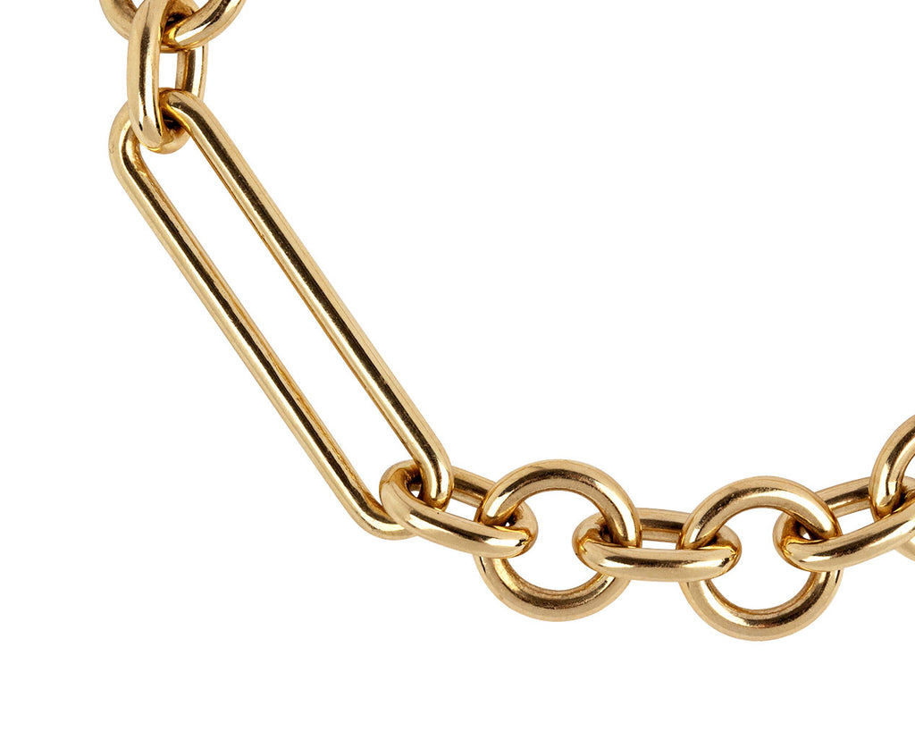 Foundrae Jewelry Midsize Mixed Clip Chain 18K Yellow Gold Bracelet Close Up