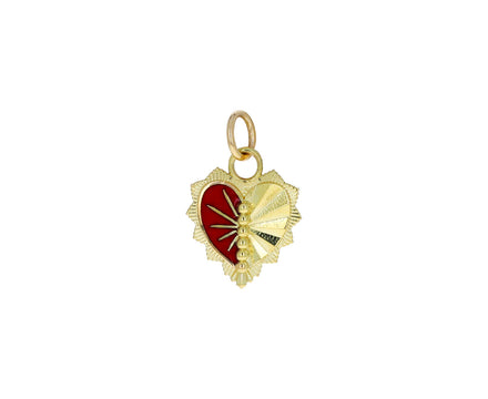 Red Enamel Left Heart Charm Pendant ONLY