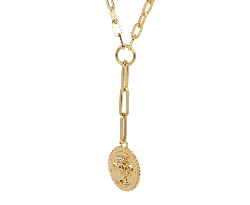 Foundrae Refined Clip and Medium Protection Medallion Necklace Side View