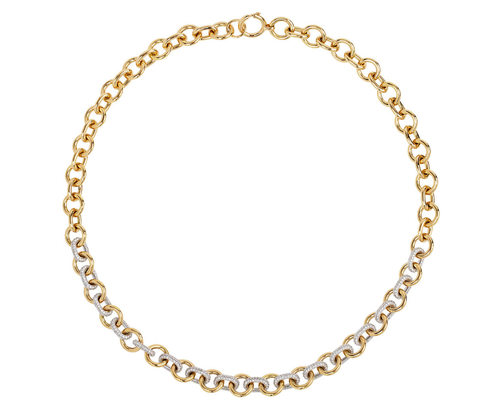 Foundrae Jewelry Midsized Mixed Link Diamond Chain Necklace Full Necklace
