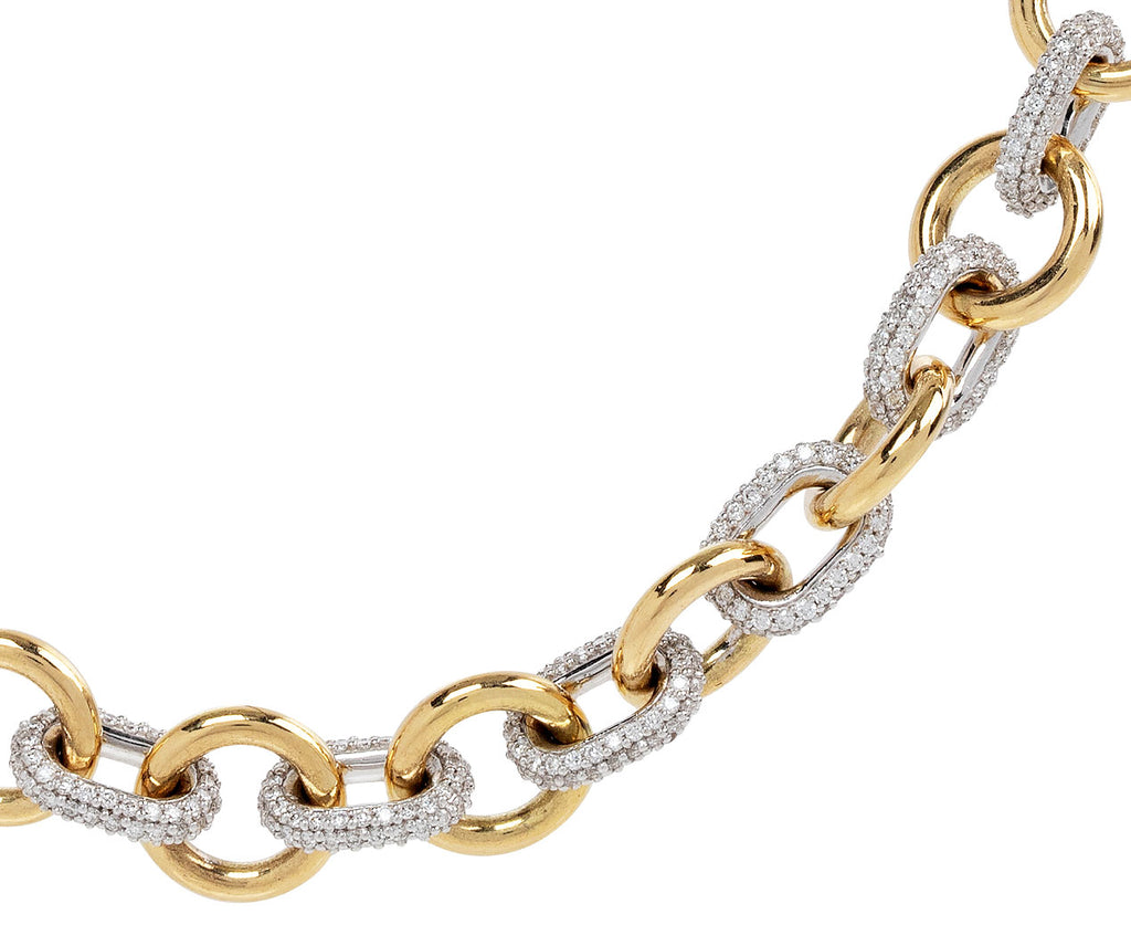 18k Seamless Oblong Pave Diamond Link Necklace