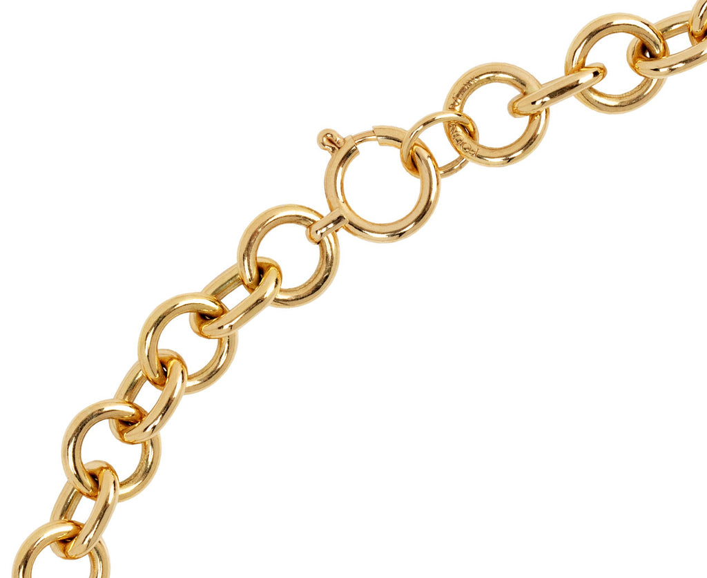 Foundrae Jewelry Midsized Mixed Link Diamond Chain Necklace Clasp Close Up