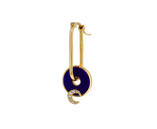 Single Blue Enamel Diamond Crescent Symbol Disk Charm