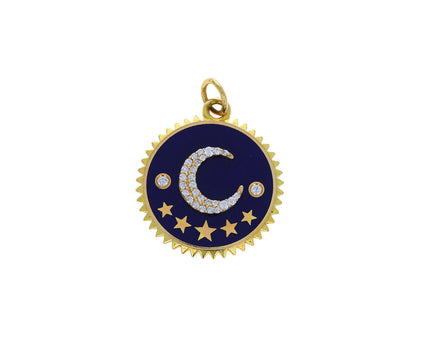 Medium Blue Enamel Crescent Pendant ONLY