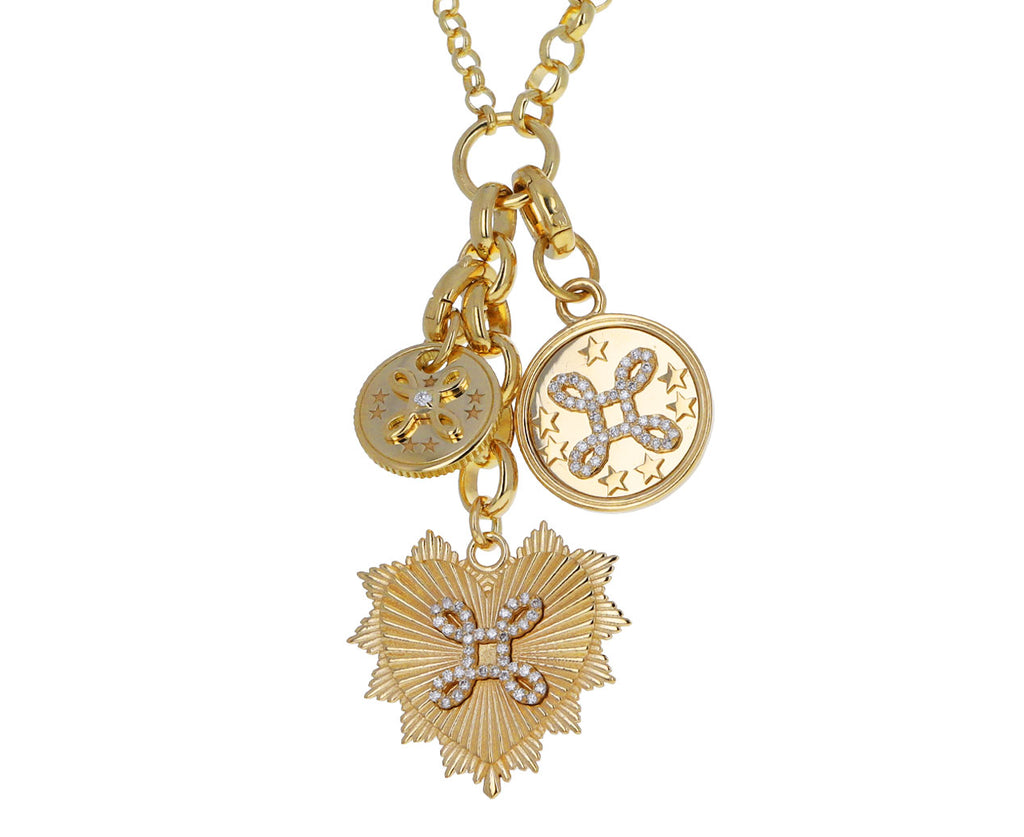 Foundrae Jewelry True Love Mini Coin 18K Yellow Gold Charm Pendant CLuster Necklace