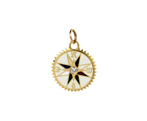Foundrae Petite Cream Enamel Internal Compass Medallion Pendant ONLY