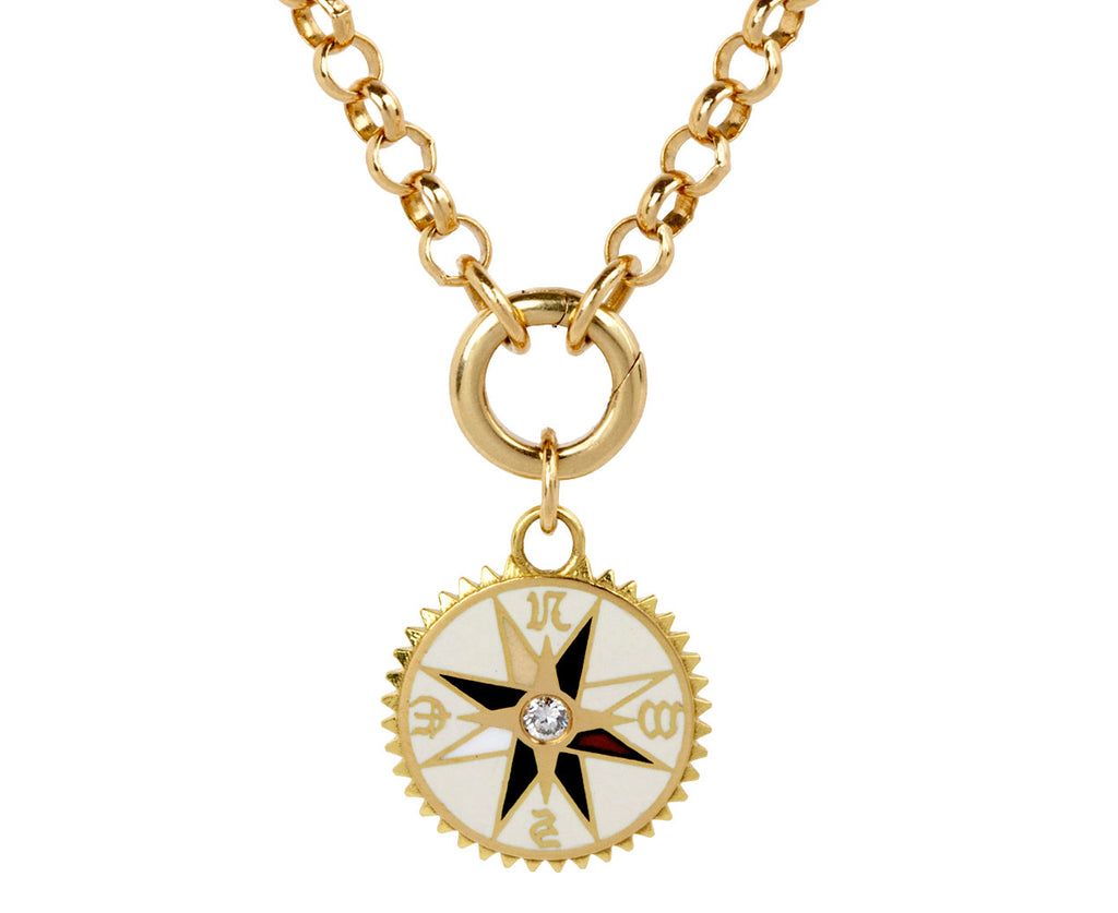 Foundrae Petite Cream Enamel Internal Compass Medallion Pendant ONLY On Chain