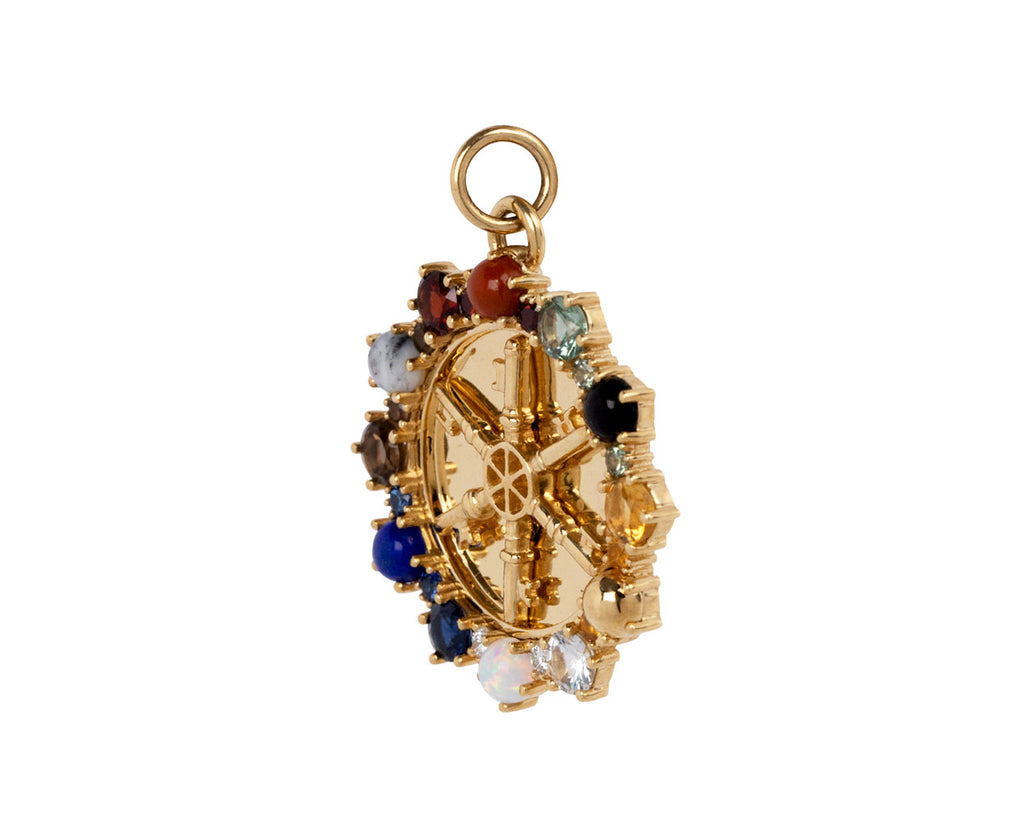 Foundrae Large Mixed Gem Aether Medallion Pendant ONLY Side View
