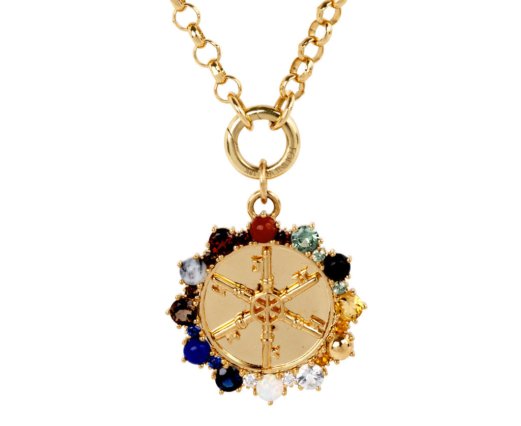 Foundrae Large Mixed Gem Aether Medallion Pendant ONLY On Chain