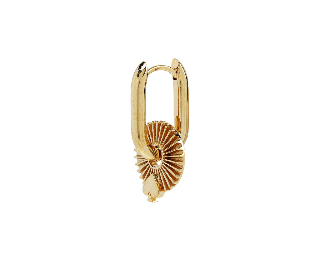 Foundrae Petite Chubby Fob Hoop and Spade Disk SINGLE Earring Side View