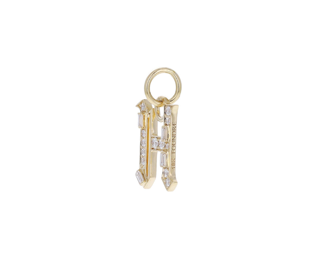 Foundrae Diamond Element Initial 'H' Pendant Side View
