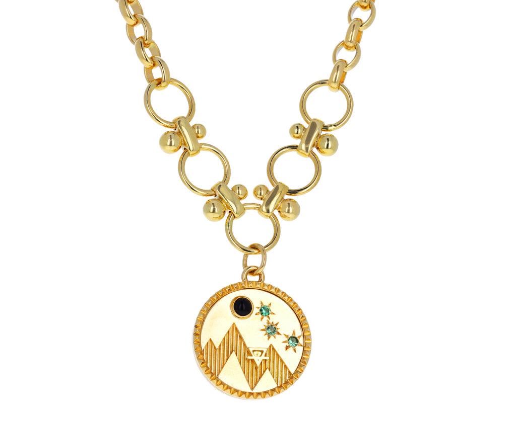 Foundrae Dotted Link and Mixed Belcher Medium Earth Medallion Necklace