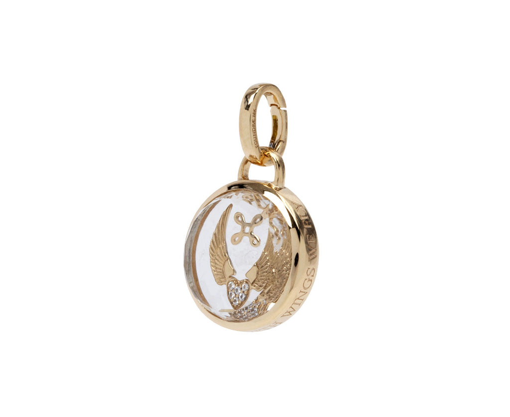 Foundrae Round Sealed Clear Quartz Beloved Gemstone Pendant ONLY Side View