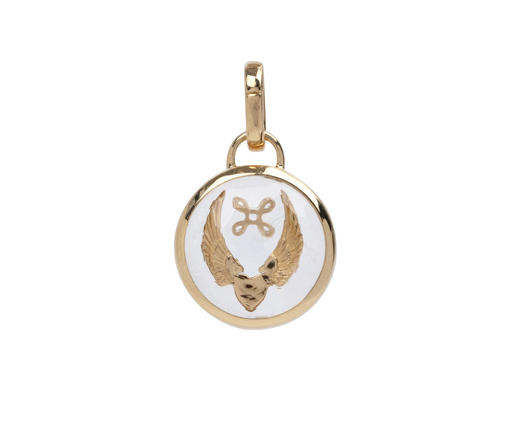 Foundrae Round Sealed Clear Quartz Beloved Gemstone Pendant ONLY Back
