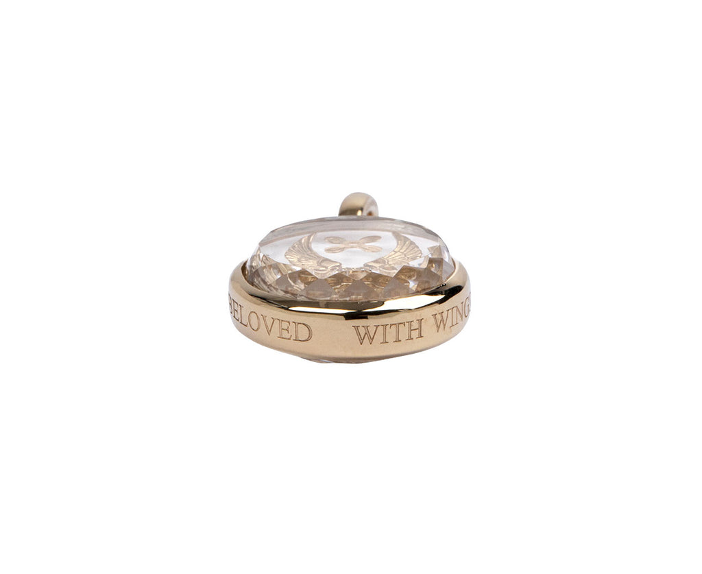 Foundrae Round Sealed Clear Quartz Beloved Gemstone Pendant ONLY Flat Bottom
