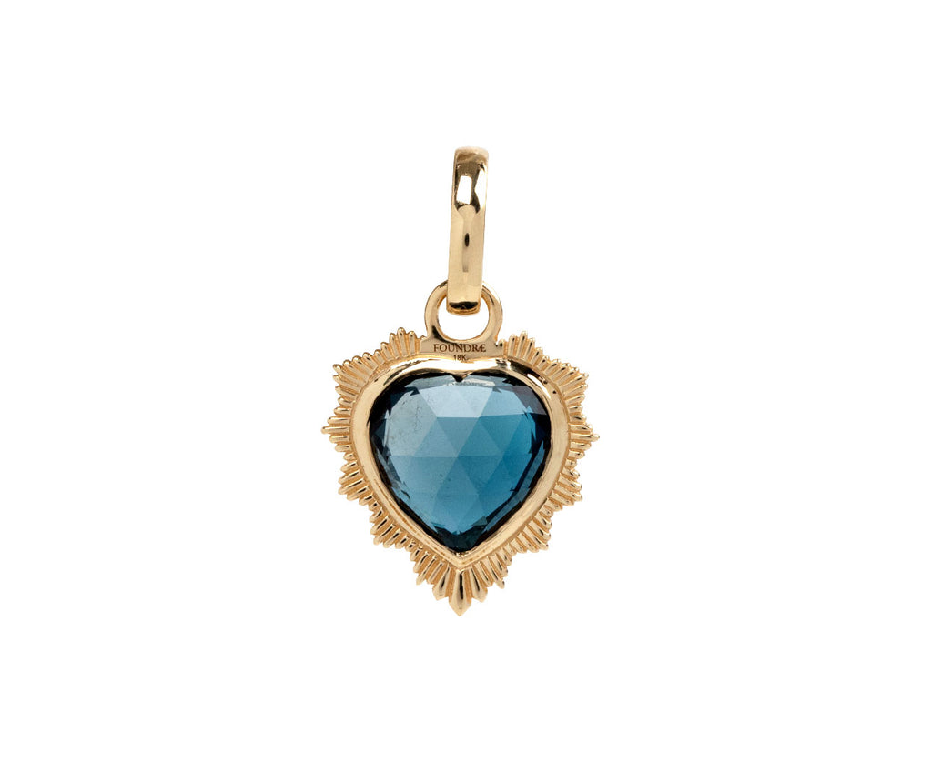 Foundrae London Blue Topaz Gemstone True Love Heart Medallion ONLY Back