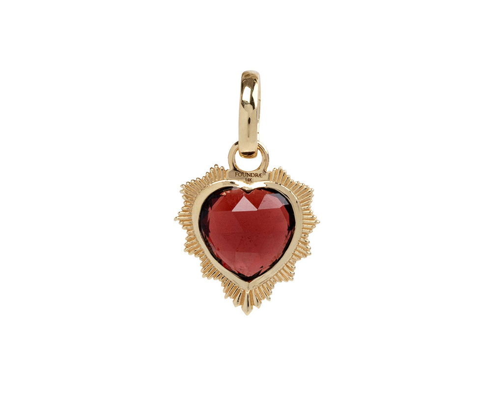 Foundrae Garnet Gemstone True Love Heart Medallion ONLY Back View