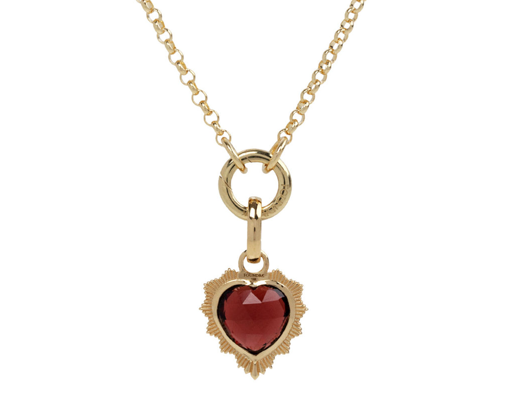 Foundrae Garnet Gemstone True Love Heart Medallion ONLY On Chain