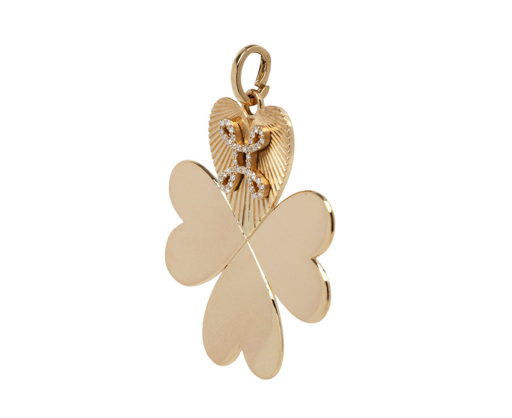Foundrae Four Heart Clover with True Love Knot Oversized Medallion ONLY Side View
