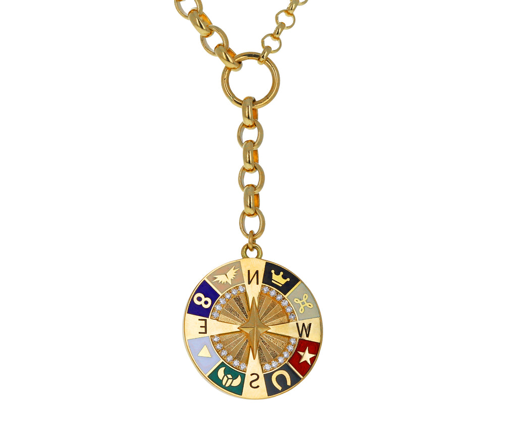Foundrae Mixed Large Belcher Chain Large Compass Medallion Necklace