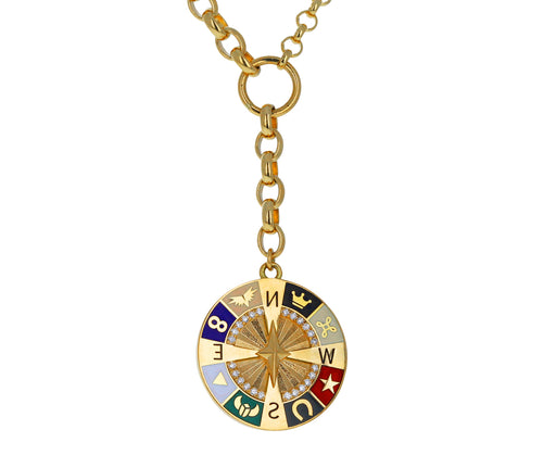 Foundrae Mixed Large Belcher Chain Large Compass Medallion Necklace