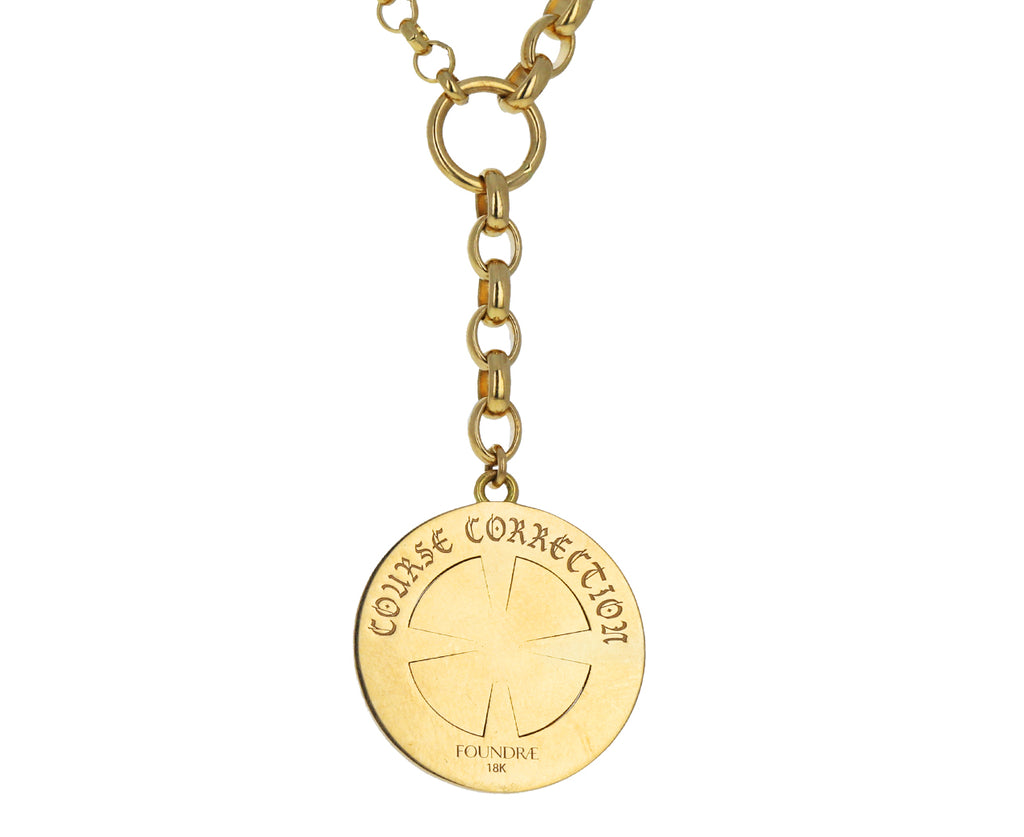 Foundrae Mixed Large Belcher Chain Large Compass Medallion Necklace Back