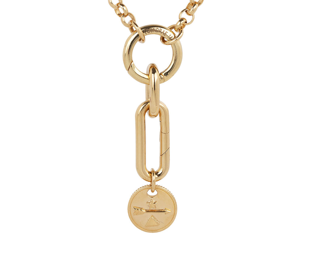 Foundrae Jewelry Dream Mini Coin Charm 18K Yellow Gold Pendant On Charm and Chain