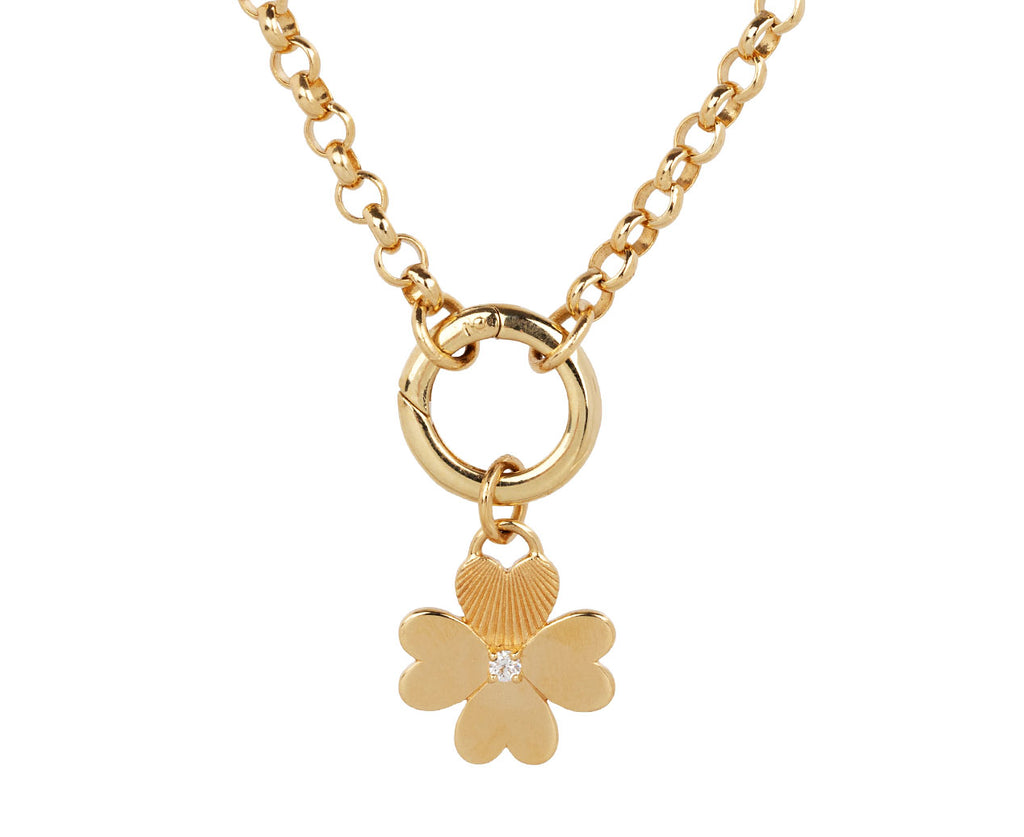 18K Yellow Gold Four Heart Clover Mini Medallion with Diamond – FoundRae