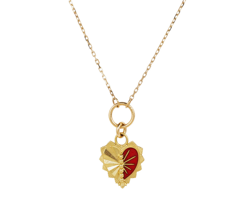 Foundrae Jewelry Red Enamel Heart Love Token Pendant Necklace