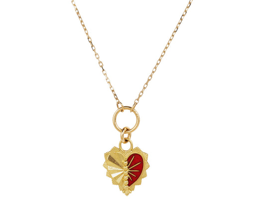 Foundrae Jewelry Red Enamel Heart Love Token Pendant Necklace