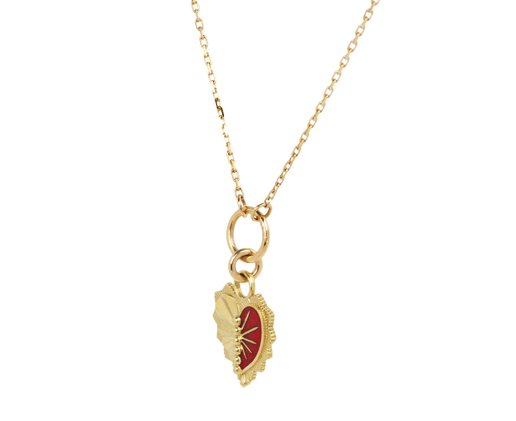 Foundrae Jewelry Red Enamel Heart Love Token Pendant Necklace Side View