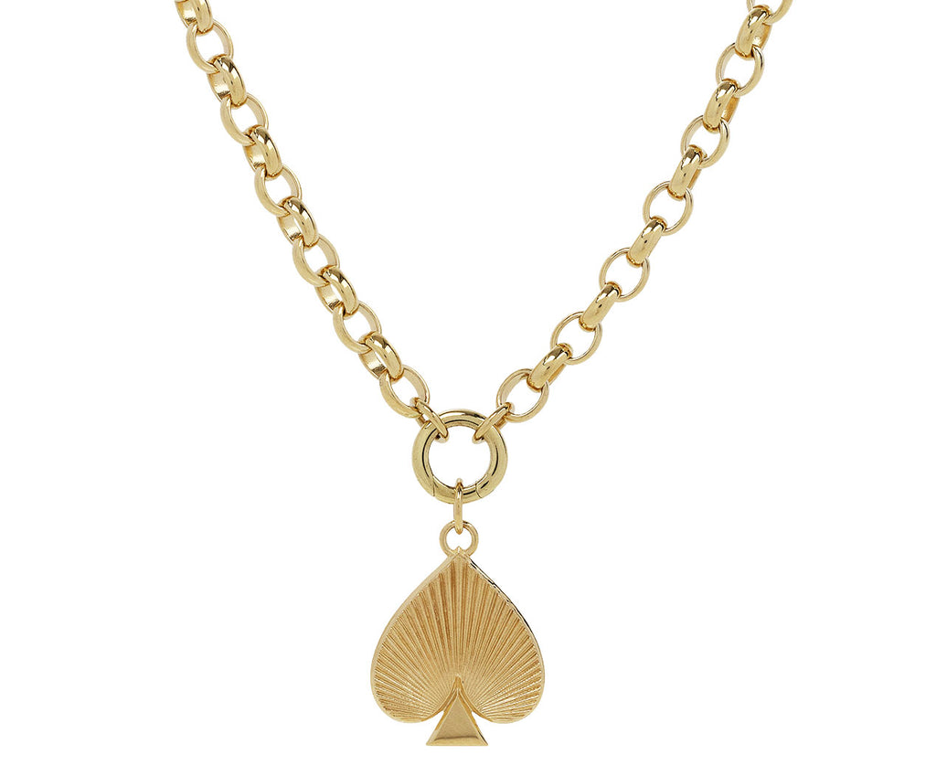 Radiating Spade Charm on Heavy Belcher Chain Necklace