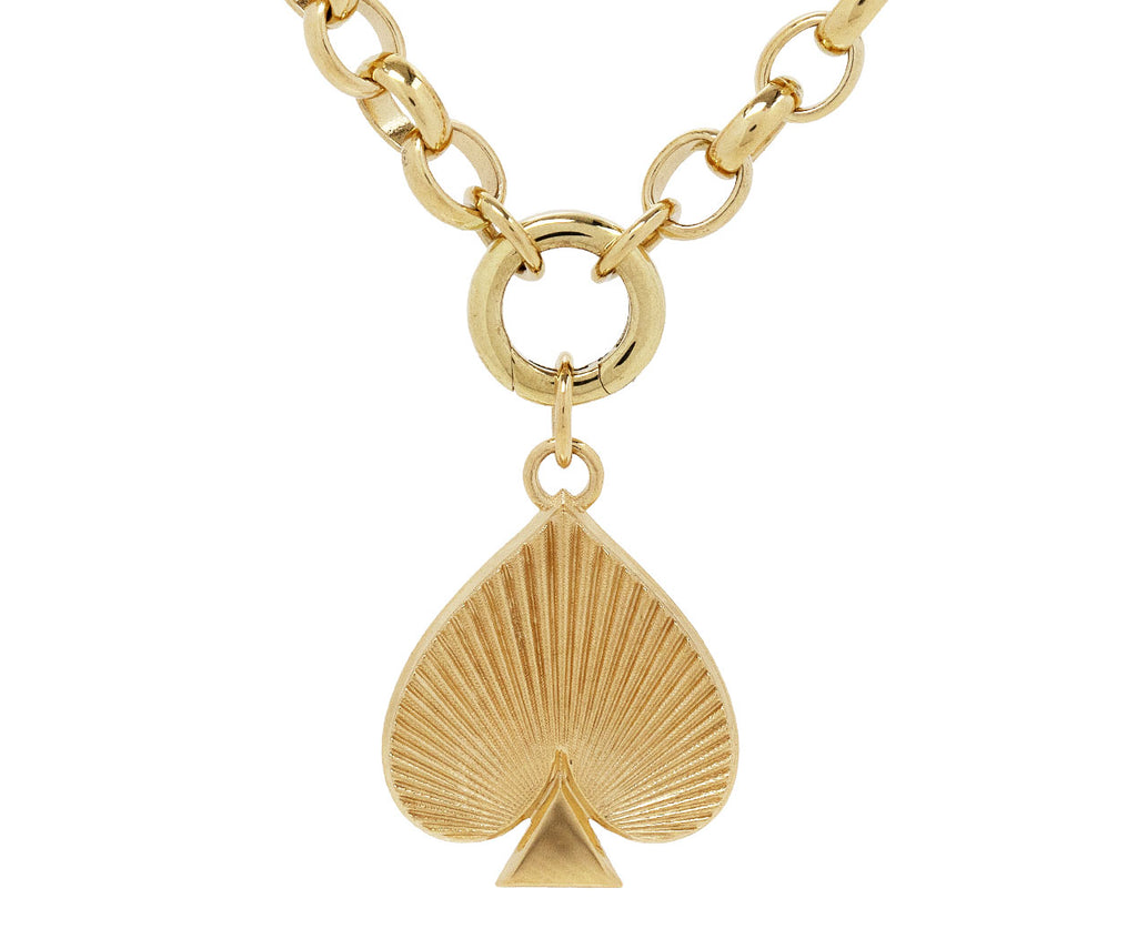 Radiating Spade Charm on Heavy Belcher Chain Necklace