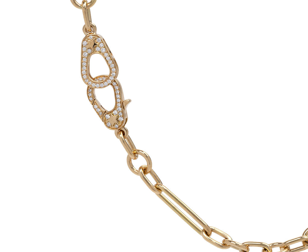 Foundrae Small Mixed Clip Chain Diamond Sister Hook Necklace Clasp Close Up