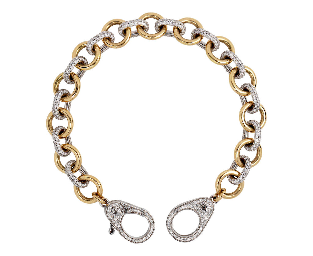 Foundrae Midsized Mixed Link Diamond Chain Bracelet Clasp Open