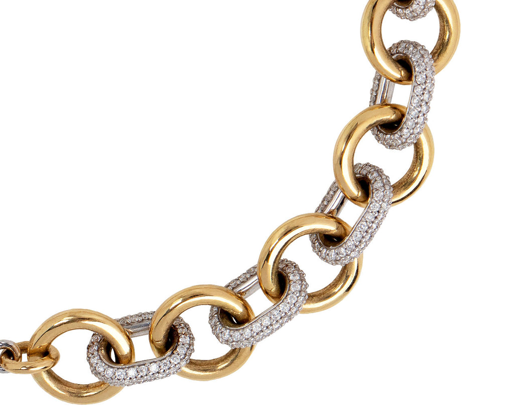 Foundrae Midsized Mixed Link Diamond Chain Bracelet Chain Close Up