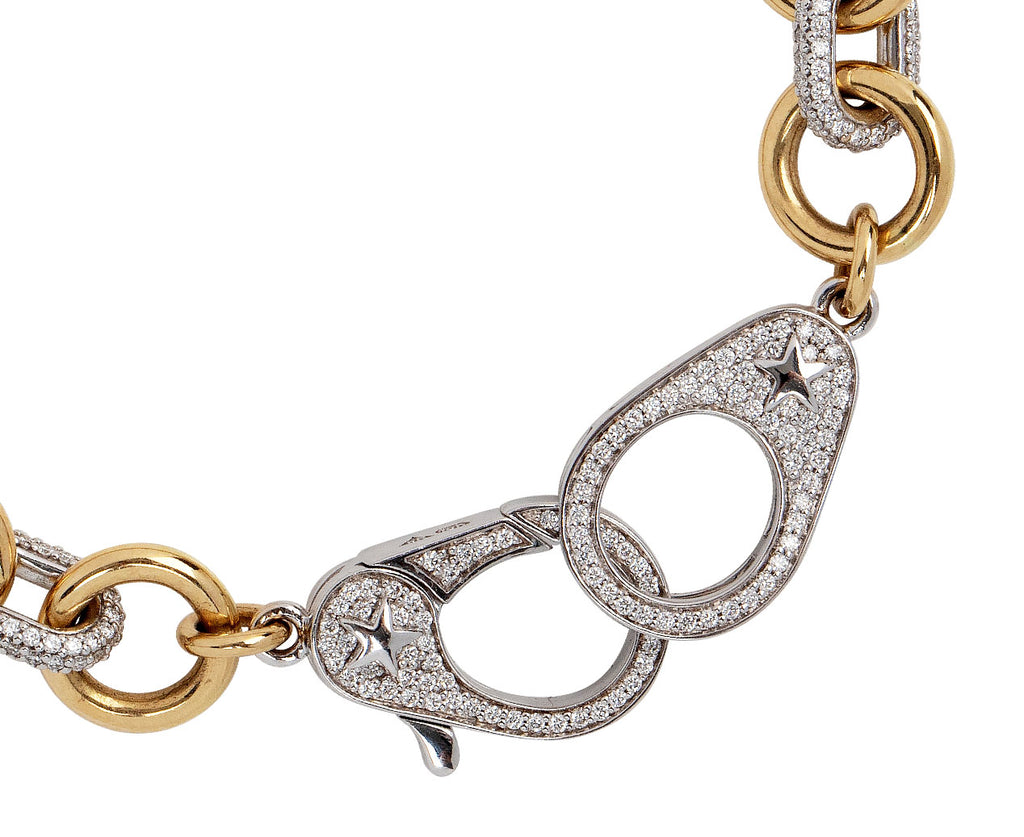 Foundrae Midsized Mixed Link Diamond Chain Bracelet Clasp Close Up