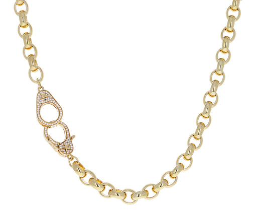 Oversized Belcher Diamond Sister Hook Chain Necklace