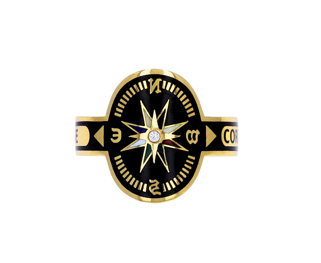 Black Enamel Internal Compass Cigar Band