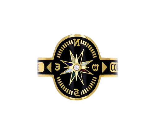 Black Enamel Internal Compass Cigar Band