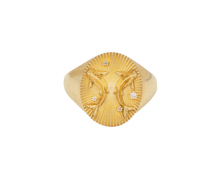 Foundrae Jewelry 18K Gold Pisces Astrology Signet Ring