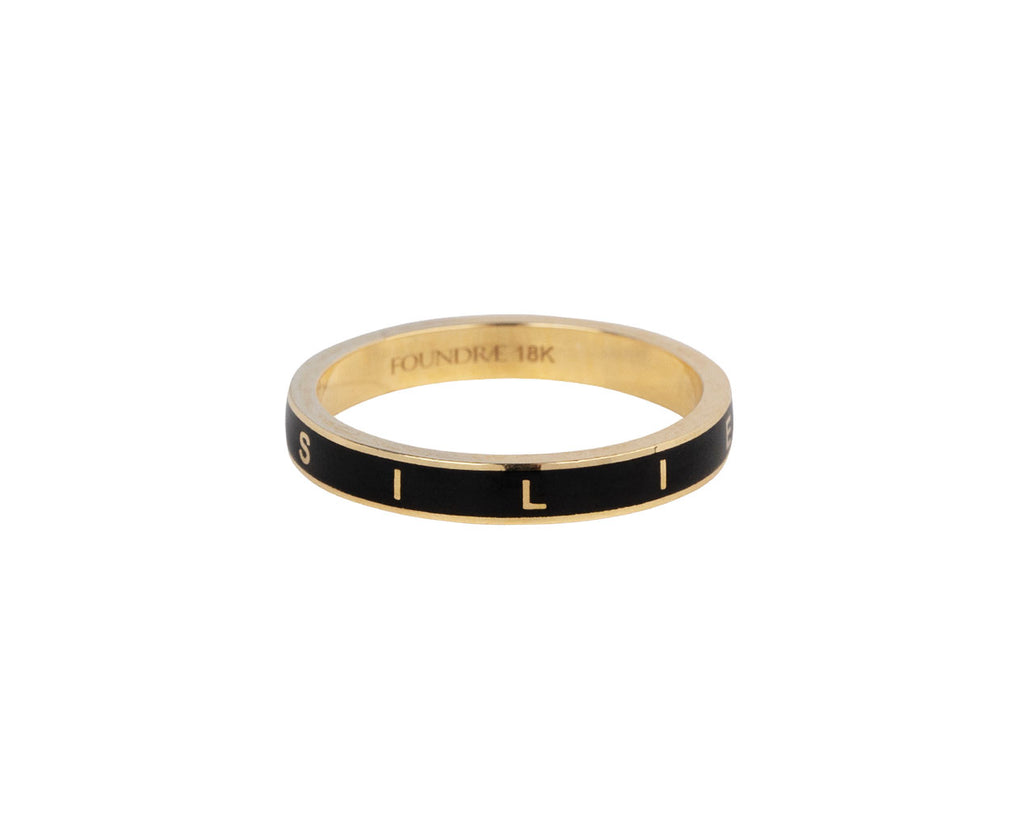 Foundrae Jewelry Black Enamel Thin Resilience Stacking Ring Side