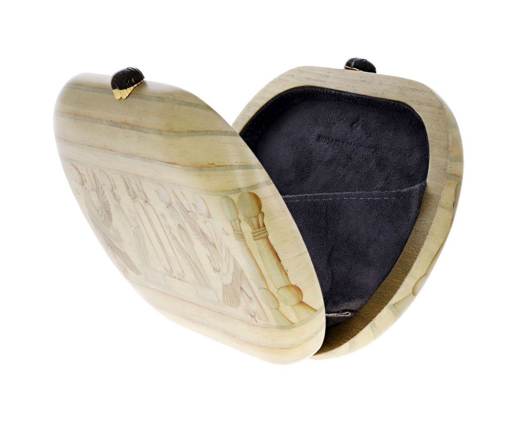 Egypt Frieze Marquetry Clutch with Labradorite Scarab Closure