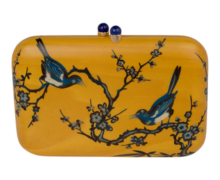 Silvia Furmanovich Marquetry Bird Clutch with Lapis Closure