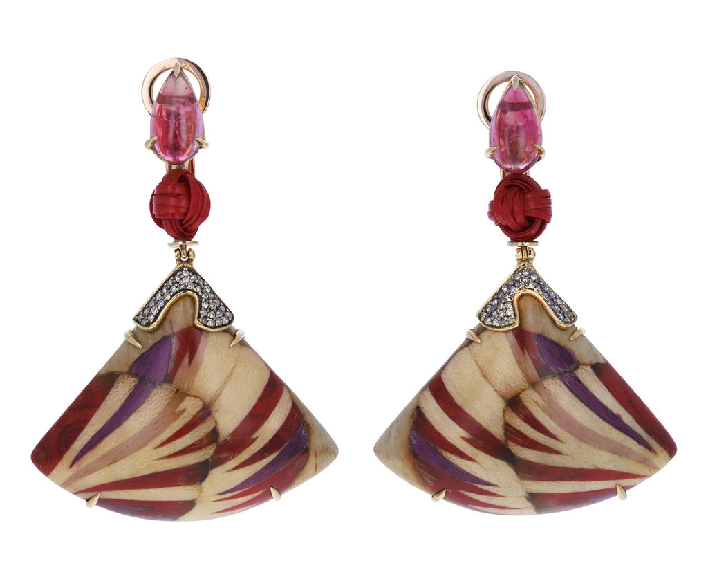 Tourmaline Marquetry Fan Earrings