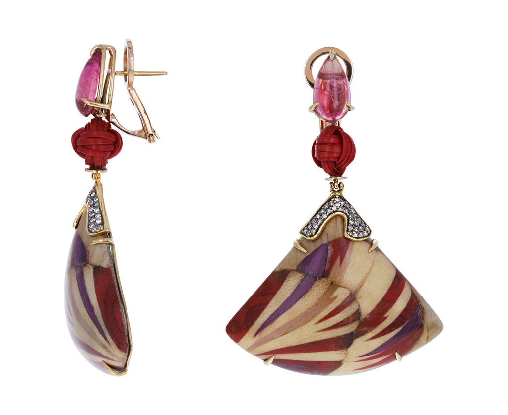 Tourmaline Marquetry Fan Earrings