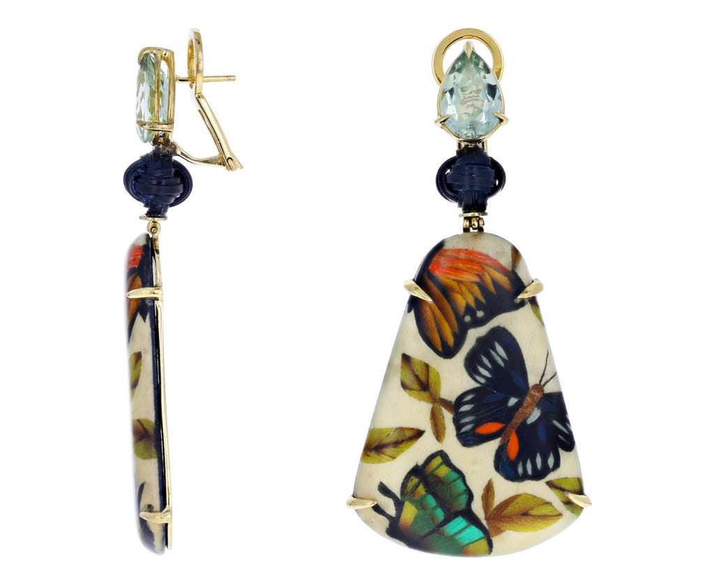 Prasiolite and Marquetry Butterfly Earrings