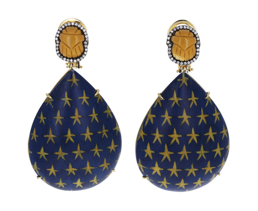 Diamond Egypt Marquetry Scarab Earrings