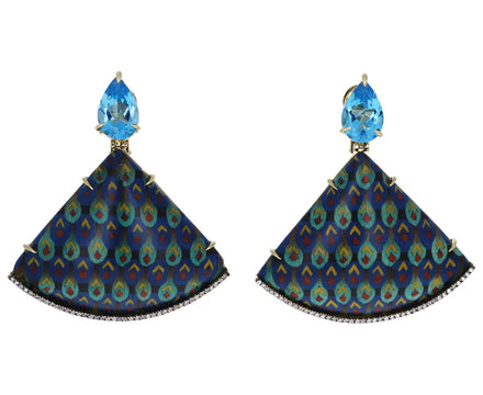 Topaz and Egypt Marquetry Earrings